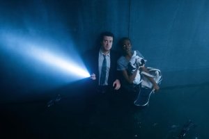 Joseph Quinn, Lupita Nyong'o et Nico dans A Quiet Place Day One (2024)